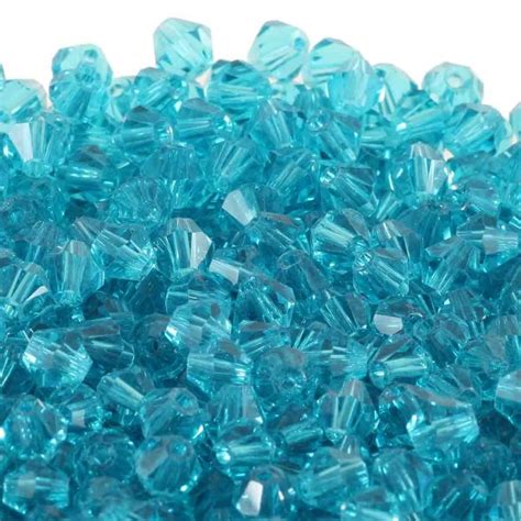 4mm Faceted Bicone Crystal Glass Beads - Aqua - 100pcs (1 String) - Beads And Beading Supplies ...