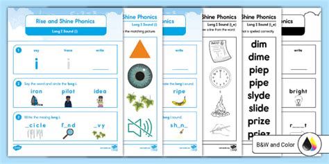 Rise and Shine Phonics: Long I Sound Activity Worksheet