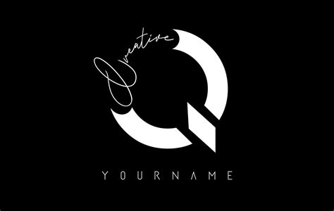 Creative Q logo with cuts and handwritten text concept design. Letter ...