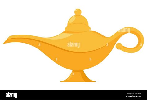 Lamp aladdin magic vector icon. Aladin genie lamp bottle wish cartoon ...