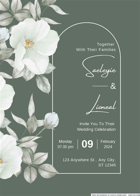 16+ Sage Green and White Floral Canva Wedding Invitation Templates | Green wedding invitations ...