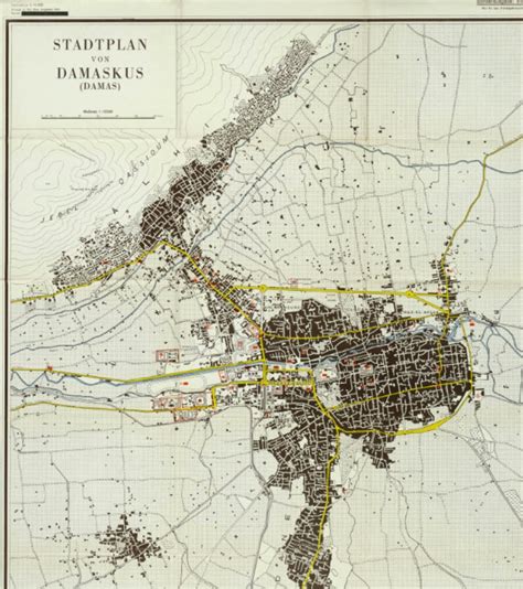 Antique Map of Damascus Old Map of Middle East Syria Old | Etsy