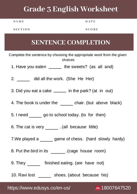 3rd grade english grammar worksheet free pdf