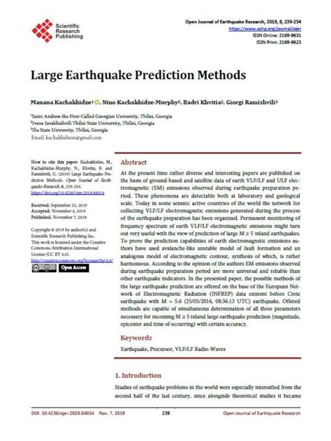 Large earthquake prediction methods | PreventionWeb