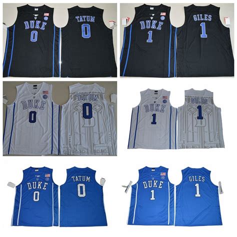 2019 2017 NCAA Duke Jersey #0 Jayson Tatum #1 Harry Giles Jersey 100% Stitched Blue Black White ...