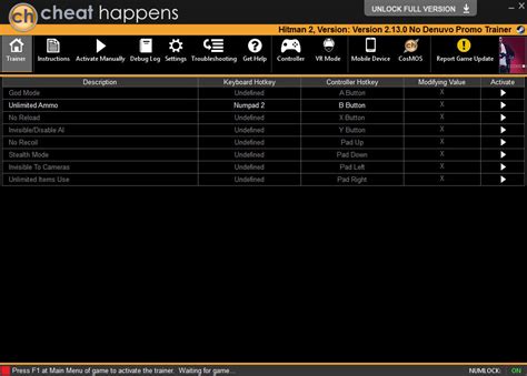 Hitman 2 Trainer +8 v2.13.0 Update 01.31.2019 (Cheat Happens) GAME TRAINER download pc cheat codes