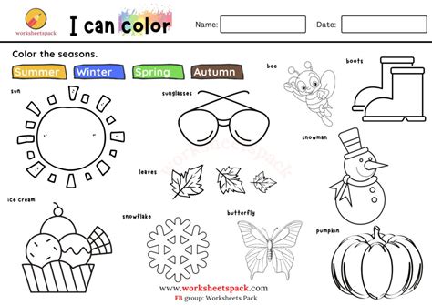 Free 4 seasons coloring pages - worksheetspack