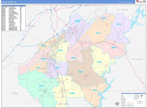 Shelby County, AL Wall Map Color Cast Style by MarketMAPS - MapSales.com