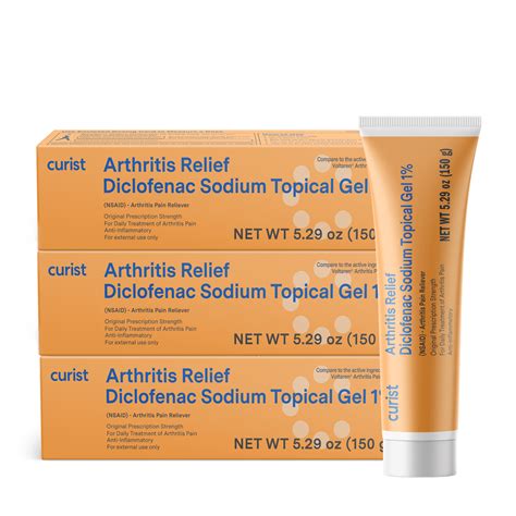 Curist Arthritis Pain Relief Cream Diclofenac Sodium Topical Gel 1% OTC Gel 5.29 oz (150 g) Tube ...