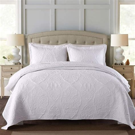 100% high-density Cotton Embroidered Quilt Bedspread Comforter Bedding set light weight warm ...