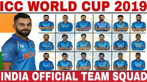 ICC WORLD CUP 2019 INDIA TEAM SQUAD | 25 PLAYERS SELECTED FOR WORLD CUP ...