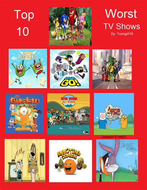 Top 10 Worst TV Shows by TRC-Tooniversity on DeviantArt