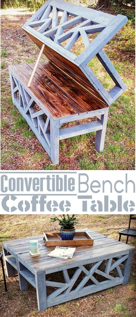an outdoor coffee table made out of old pallets and wooden planks with text overlay