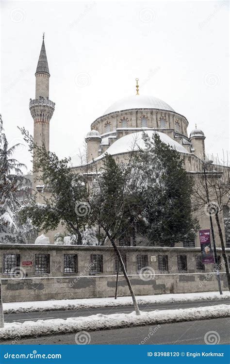 Sisli Mosque Under Snow, Sisli District of Istanbul, Turkey Editorial Image - Image of district ...