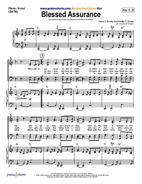 Blessed Assurance Sheet Music PDF (Traditional Hymn / PraiseCharts ...