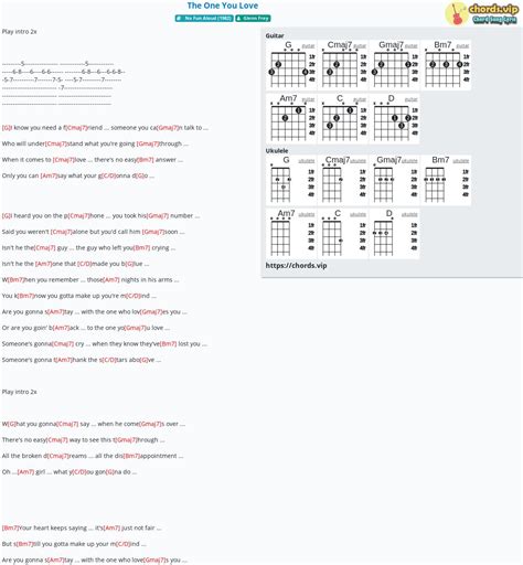 Chord: The One You Love - tab, song lyric, sheet, guitar, ukulele ...