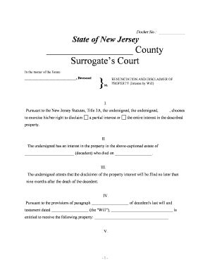 New Jersey Surrogates Court - Fill Online, Printable, Fillable, Blank | pdfFiller