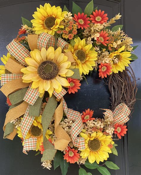 "Autumn Sunflowers" Fall Sunflower Wreath in 2020 | Sunflower wreaths, Diy fall wreath, Wreaths