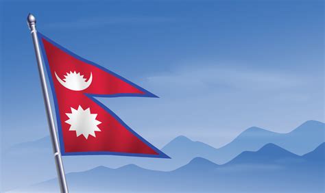 Nepal flag with background of mountains and sky 20809613 Vector Art at ...