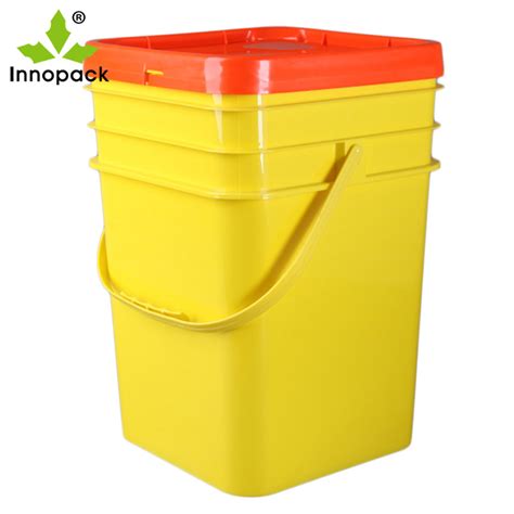 5 Gallon/20L Square Buckets White Plastic Pail with Easy Tear Lid - Plastic Buckets and Square ...