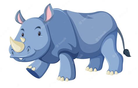 Premium Vector | Cute baby rhino white background