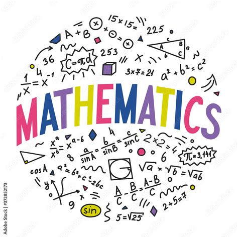 Mathematics. School subjects. Maths doodle with hand drawn lettering ...