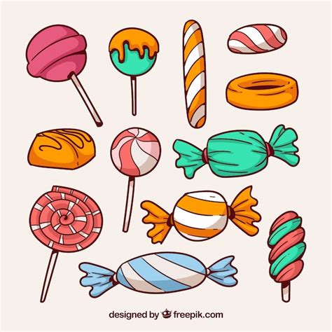 Premium Vector | Colorful candies collection in hand drawn style