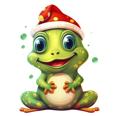 Cute Frog Christmas Clipart Illustration AI Generative 31129080 PNG