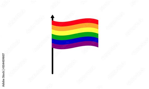 Vector illustration of pride flag with rainbow stripes on a black pole ...