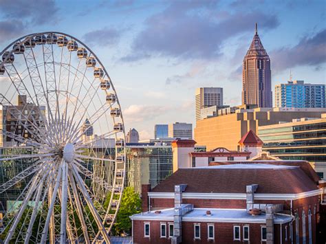 Atlanta Skyline With Ferris Wheel Stock Photo - Download Image Now - iStock