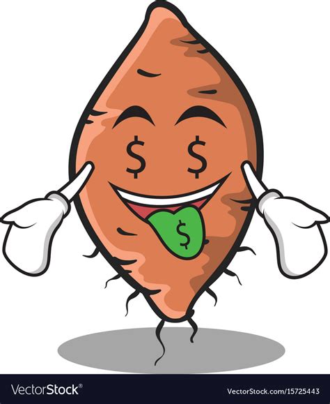 Money mouth yam character cartoon style Royalty Free Vector