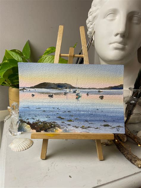 Original Watercolour Sunset Sea Painting Tropical Island of - Etsy