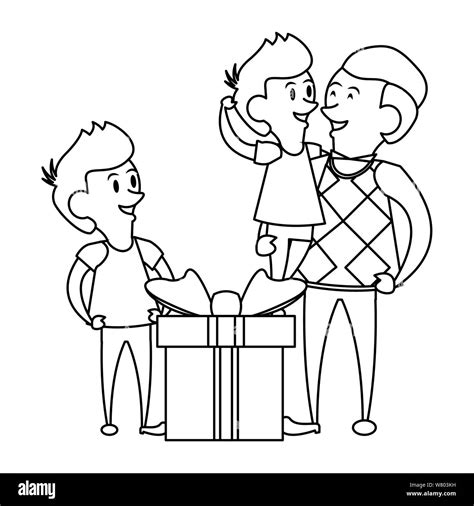 fathers day family celebration cartoon in black and white Stock Vector Image & Art - Alamy