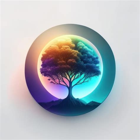 Premium AI Image | Modern round logo with futuristic tree in soft colors Generative AI