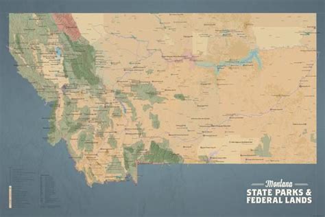 Montana State Parks & Federal Lands Map 24x36 Poster | State parks, Us ...