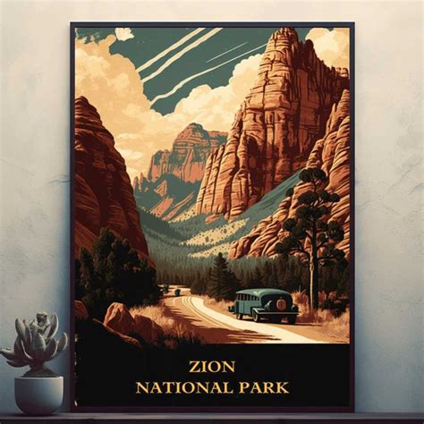 Zion National Park Travel Poster Posters Prints Wall Art - Etsy