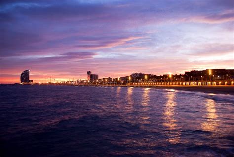 Barcelona Beach at the Sunset Stock Image - Image of beauty, colors: 12171819