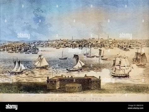 Engraving of the City of Newport on Aquidneck Island in Newport County ...