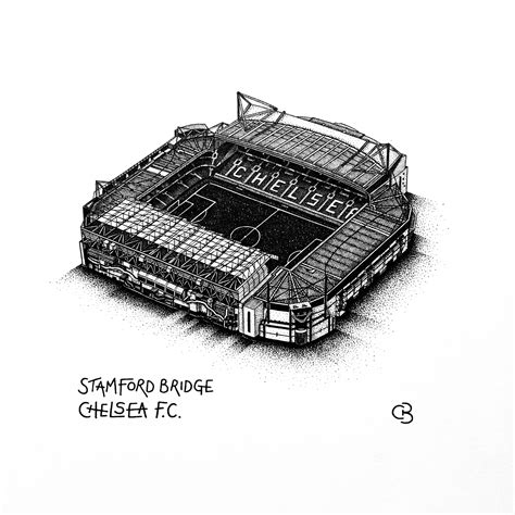 Chelsea FC Stadium Original Drawing Hand-drawn Pen and Ink Picture of Stamford Bridge - Etsy