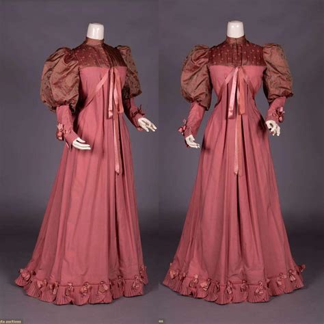 Aesthetic movement tea gown, c. 1895, silk yoke and sleeves, wool body ...