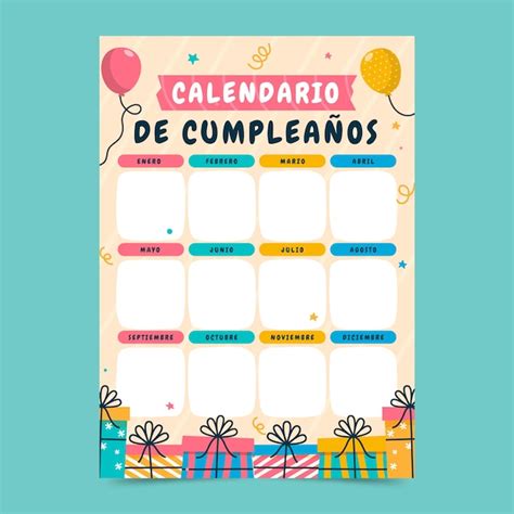 Plantilla de calendario de cumpleaños dibujada a mano | Vector Gratis