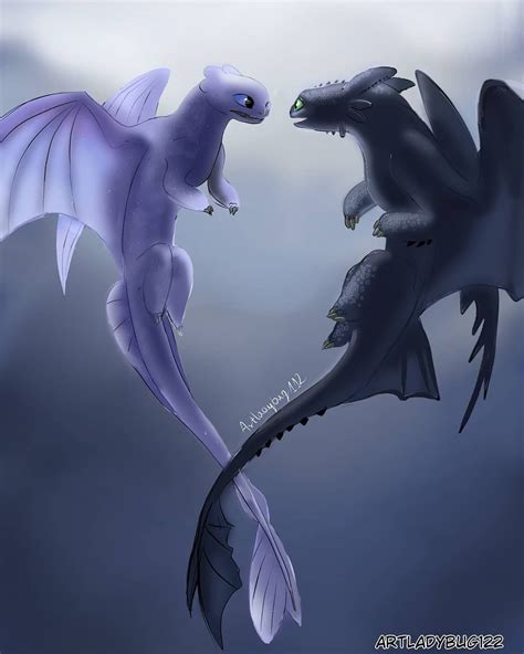 Light fury & Toothless / Szczerbatek i biała Furia | Night fury dragon, How train your dragon ...