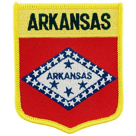 Arkansas - State Flag Shield Embroidered Iron-On Patch at Sticker Shoppe