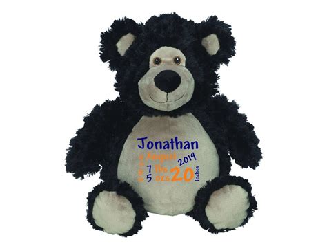 Black Bear Stuffed Animal, Personalized Baby Gift, Custom Gift, Newborn ...