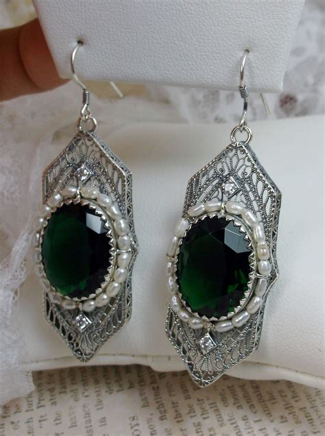 Emerald Earrings/ Solid Sterling Silver/ Simulated Emerald - Etsy