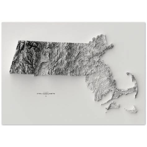 Massachusetts Elevation Map Wall Art Print Topographic Map - Etsy