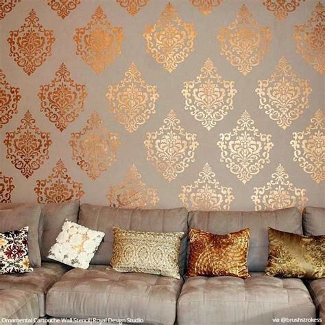 Ornamental Cartouche Stencil | Wall painting living room, Diy wall painting, Wall stencil patterns