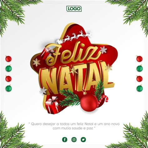 Design de banner para feliz natal em português feliz natal | Vetor Premium