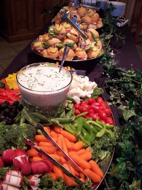 Food bar - veggies and dip Wedding Reception Food Buffet, Wedding Food, Wedding Catering ...