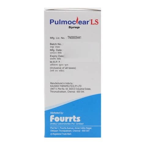 Pulmoclear LS Syrup 100 ml Price, Uses, Side Effects, Composition ...